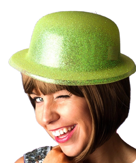 Yellow bowler hat glitter