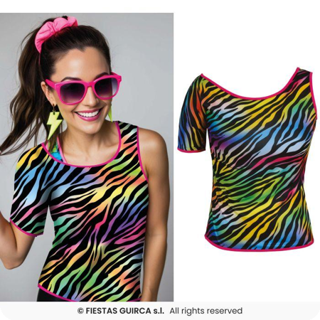 Zebra multicolor jaren 80 shirt