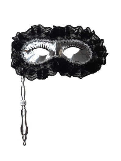 Zilver oogmasker met stokje