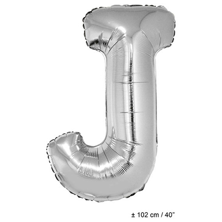 Zilveren folieballon letter J 40 inch