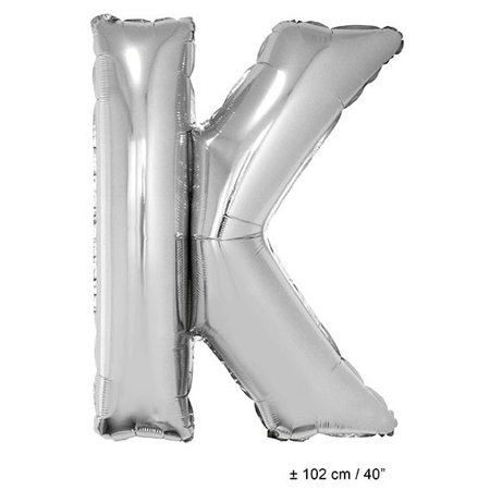 Zilveren folieballon letter K 40 inch