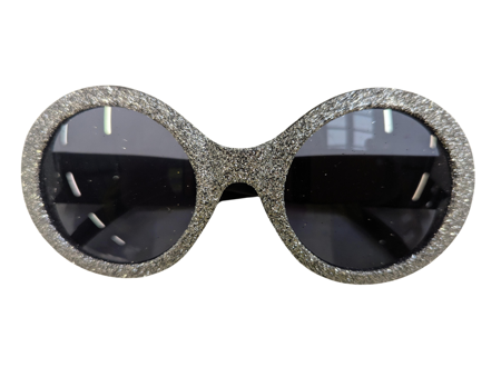 Zilveren glitter disco bril
