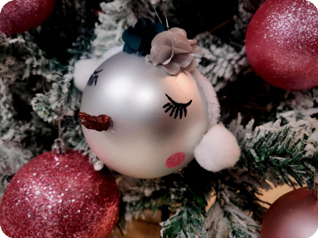 Zilveren Kerstballen sneeuwpopje groot  6 stuks