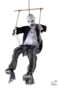 zombie doll on swing with movement light and sound