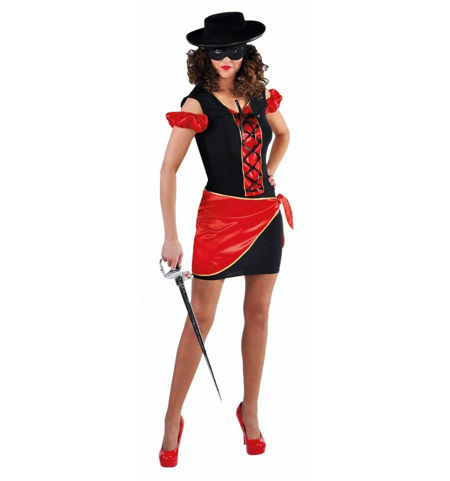 Zorro bandiet verkleed kostuum voor dames