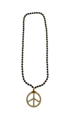 Zwart gouden hippie peace ketting met strass