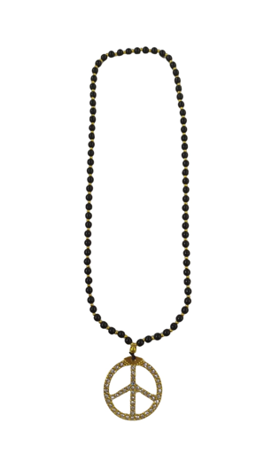 Zwart gouden hippie peace ketting met strass