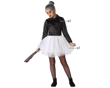 Zwarte Lederlook Poppenjurk met Witte Tule