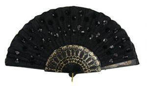 Éventail espagnol noir avec paillettes